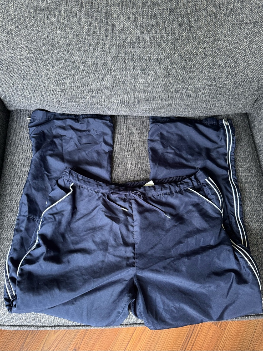 Y2K Champion Navy Blue Track Pants With Elastic Waistband And Drawstring